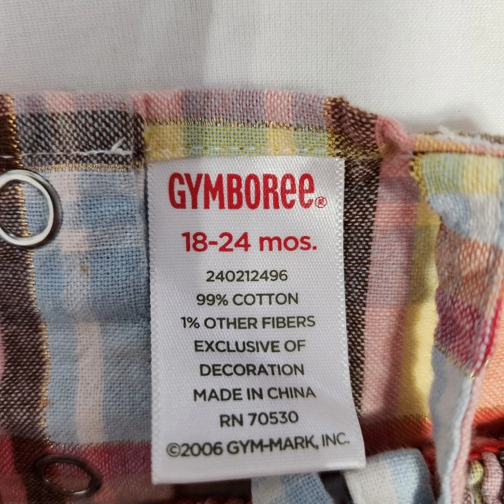 Gymboree Y2k Island Getaway Plaid Embroidered Flowers Smocked Dress 18-24 Months